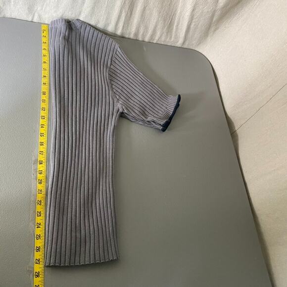 Vintage Tommy Hilfiger Mens Rib Knit Sweater Size XL Fitted Logo Preppy 90s Gray - Picture 9 of 10